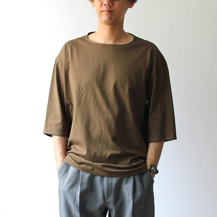142828082 smoothday / ユニセックス 60/2 テクノラマ天竺 オーバーサイズ 7分袖Tシャツ SN-T005-002 - カーキ 02