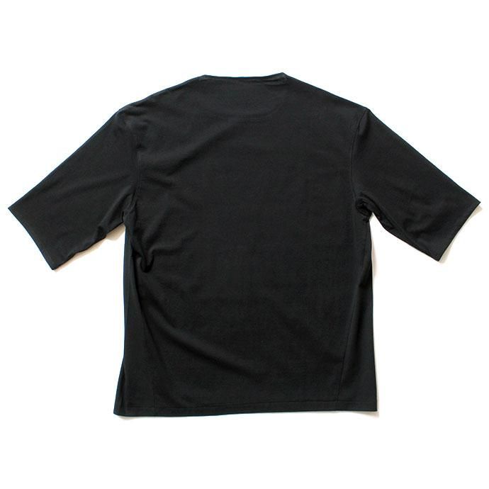 142828108 smoothday / ユニセックス 60/2 テクノラマ天竺 オーバーサイズ 7分袖Tシャツ SN-T005-002 - ブラック 02