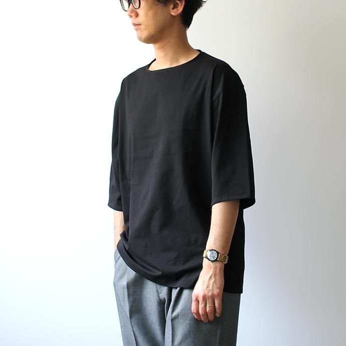 142828108 smoothday / ユニセックス 60/2 テクノラマ天竺 オーバーサイズ 7分袖Tシャツ SN-T005-002 - ブラック 02
