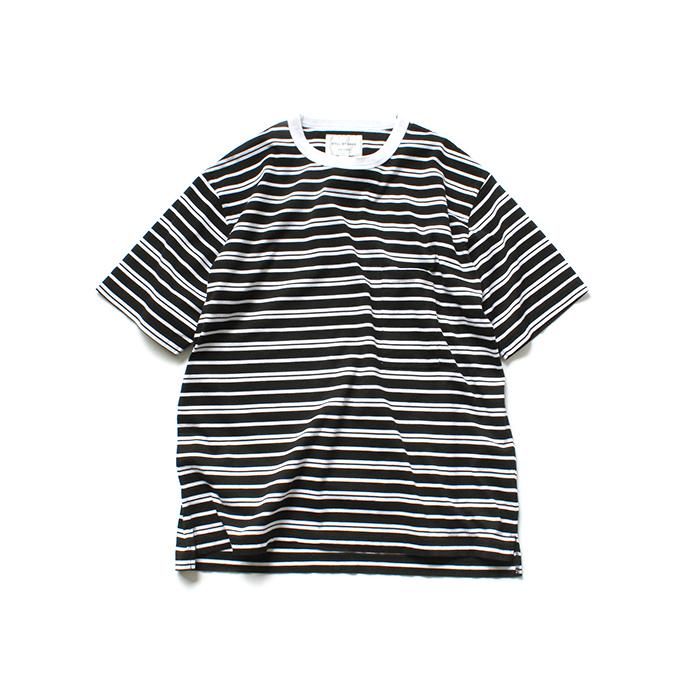 142995598 STILL BY HAND / CS0292 ボーダー ポケットTシャツ - Black/White 01