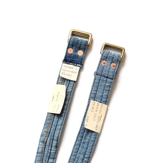 143228052 Hexico / Deformer Belt ex. 501 - Blue リメイクデニムベルト ライトブルー 02