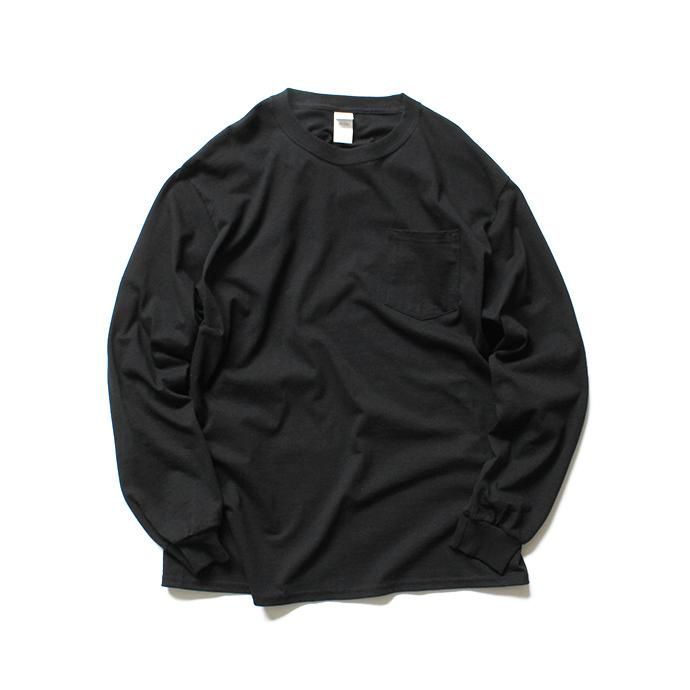 144330092 GILDAN / 2410 6.0oz Ultra Cotton Long Sleeve Pocket T-Shirt ウルトラコットン長袖ポケットTシャツ - Black 01