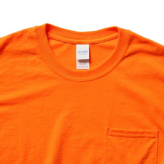 144330424 GILDAN / 2410 6.0oz Ultra Cotton Long Sleeve Pocket T-Shirt ウルトラコットン長袖ポケットTシャツ - Safety Orange 02