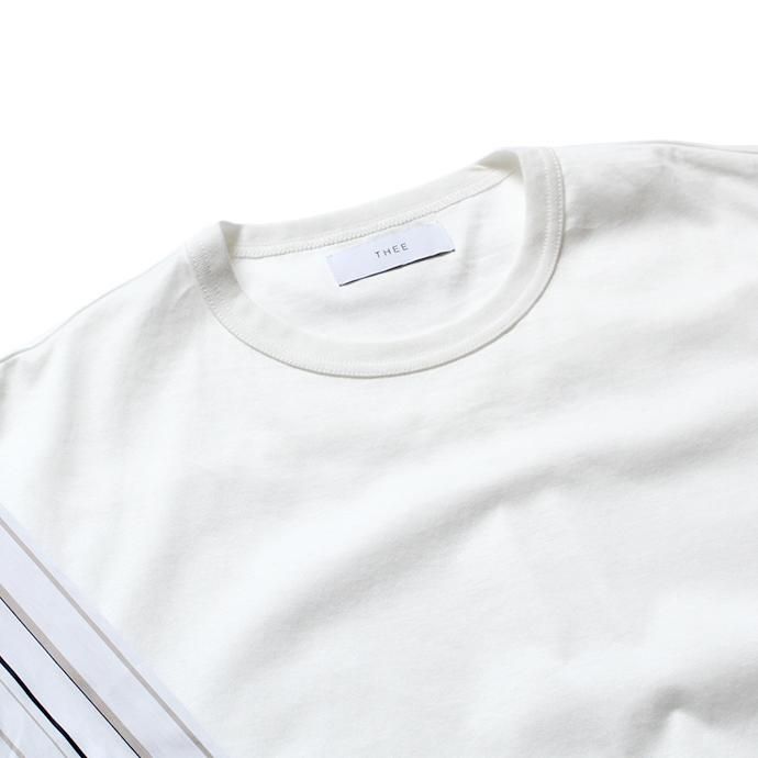 144639808 THEE(シー)/ stripe long sleeve t-shirts シャツ素材長袖カットソー CT-CS-01 White/Beige Stripe 02