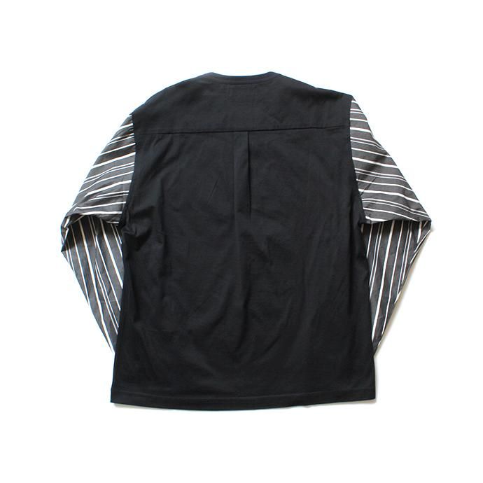 144639838 THEE(シー)/ stripe long sleeve t-shirts シャツ素材長袖カットソー CT-CS-01 Navy/Black Stripe 02