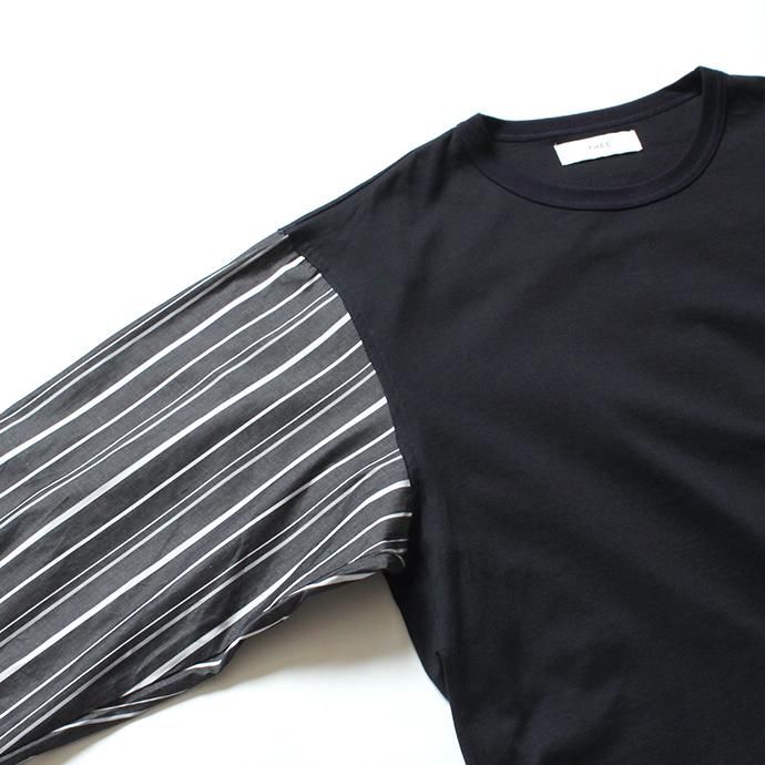 144639838 THEE(シー)/ stripe long sleeve t-shirts シャツ素材長袖カットソー CT-CS-01 Navy/Black Stripe 02