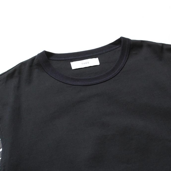 144639838 THEE(シー)/ stripe long sleeve t-shirts シャツ素材長袖カットソー CT-CS-01 Navy/Black Stripe 02