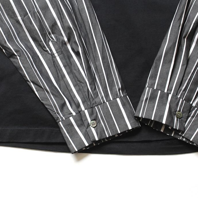 144639838 THEE(シー)/ stripe long sleeve t-shirts シャツ素材長袖カットソー CT-CS-01 Navy/Black Stripe 02