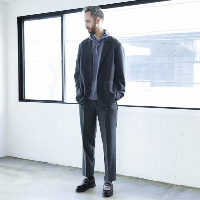 145393944 STILL BY HAND / PT0393 ウール混素材 2タックスラックス - Navy 02