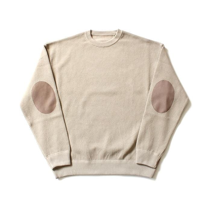 145455528 crepuscule / moss stitch L/S sweat 1903-001 Beige 鹿の子編みクルーネック ベージュ 01
