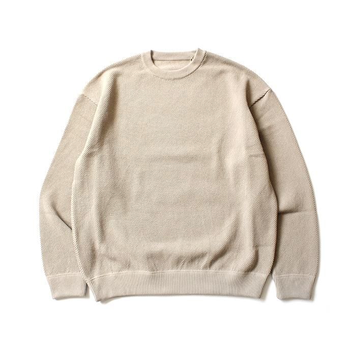 145455528 crepuscule / moss stitch L/S sweat 1903-001 Beige 鹿の子編みクルーネック ベージュ 02