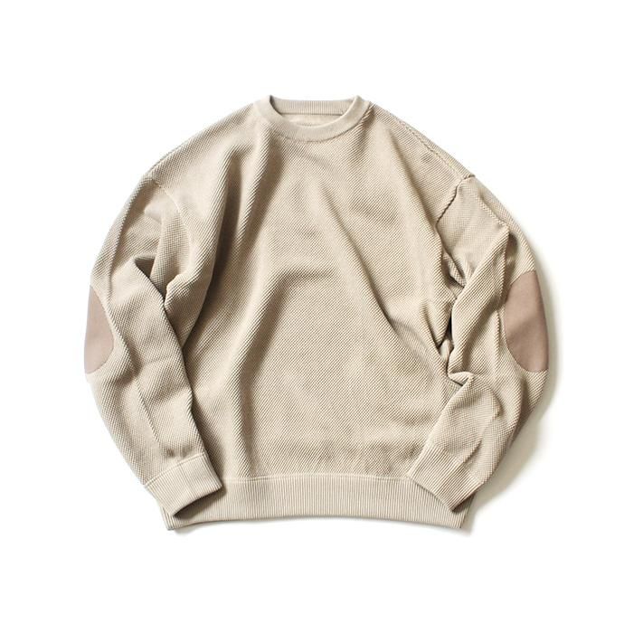 145455528 crepuscule / moss stitch L/S sweat 1903-001 Beige 鹿の子編みクルーネック ベージュ 02