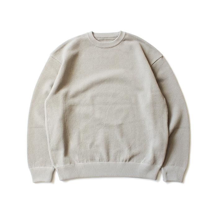 145455572 crepuscule / moss stitch L/S sweat 1903-001 L.Gray 鹿の子編みクルーネック ライトグレー 02