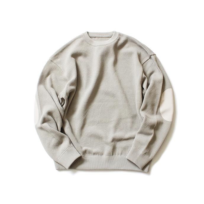 145455572 crepuscule / moss stitch L/S sweat 1903-001 L.Gray 鹿の子編みクルーネック ライトグレー 02
