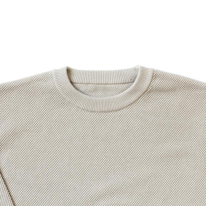 145455572 crepuscule / moss stitch L/S sweat 1903-001 L.Gray 鹿の子編みクルーネック ライトグレー 02