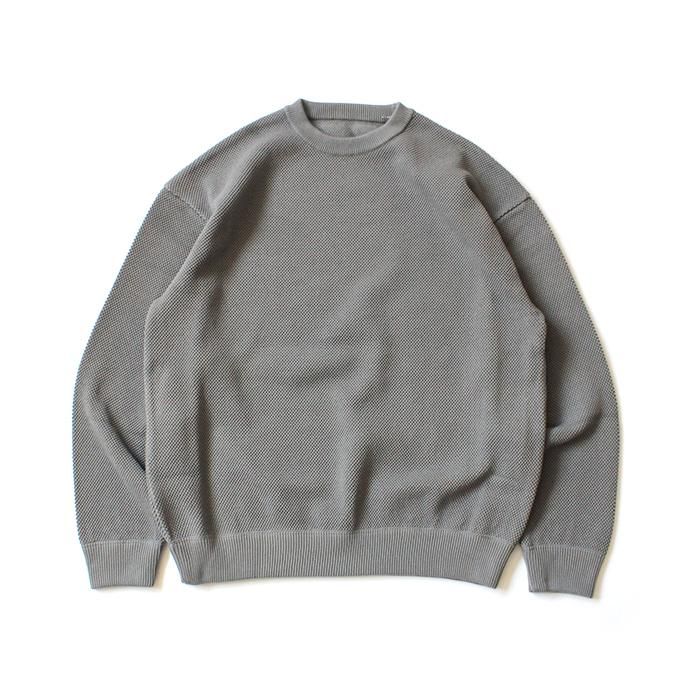 145455598 crepuscule / moss stitch L/S sweat 1903-001 Gray 鹿の子編みクルーネック グレー 02