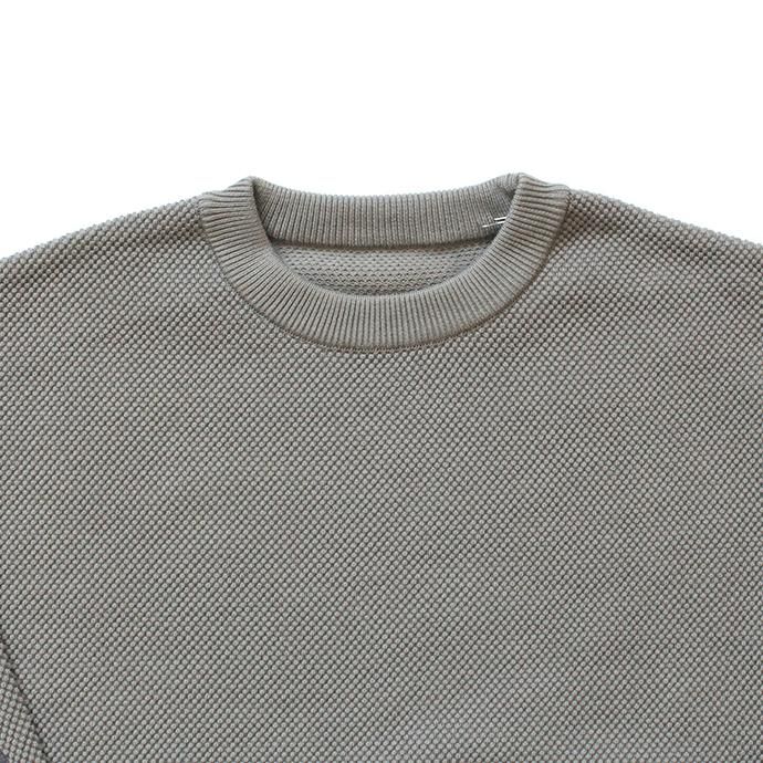 145455598 crepuscule / moss stitch L/S sweat 1903-001 Gray 鹿の子編みクルーネック グレー 02