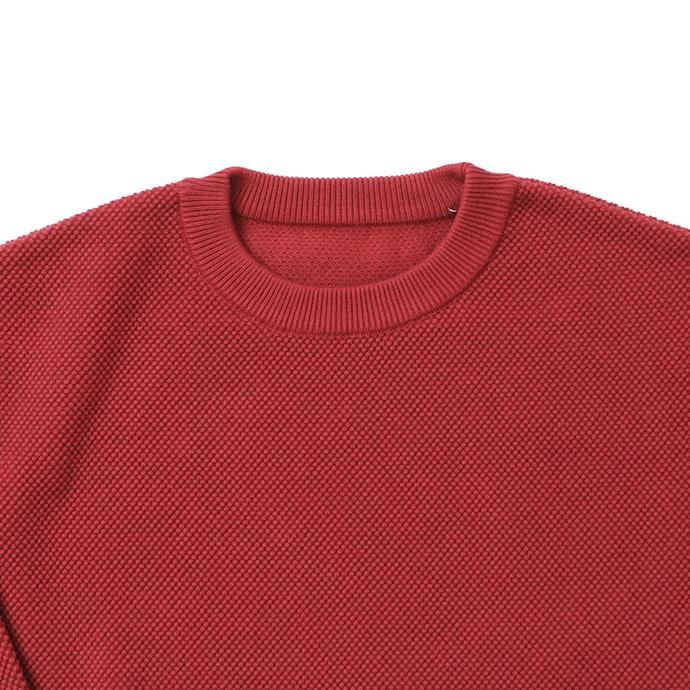 145455618 crepuscule / moss stitch L/S sweat 1903-001 Red 鹿の子編みクルーネック レッド 02