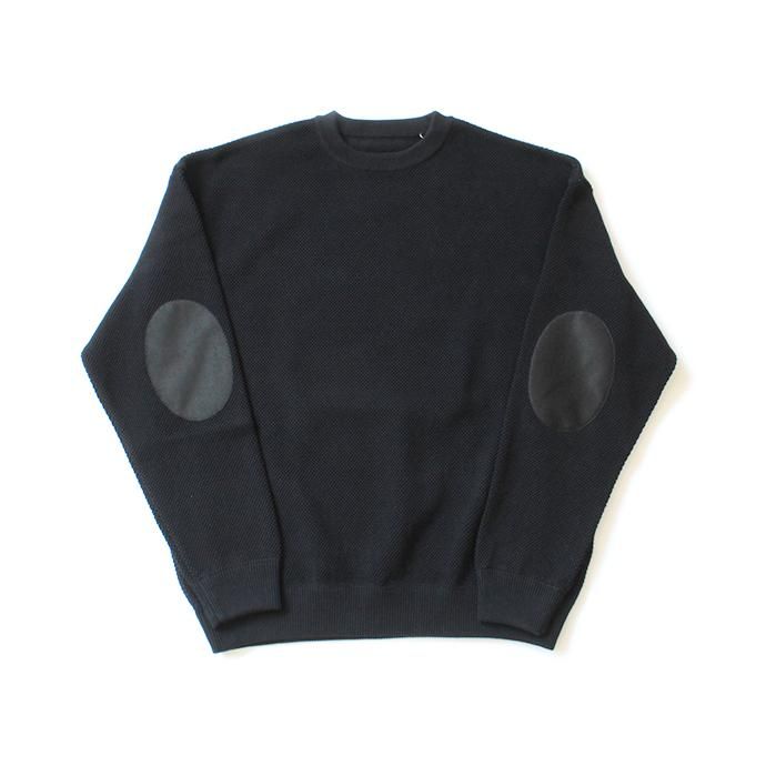 145455646 crepuscule / moss stitch L/S sweat 1903-001 Black 鹿の子編みクルーネック ブラック 01