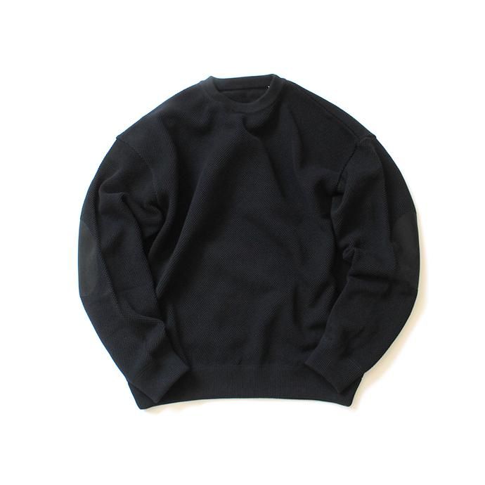 145455646 crepuscule / moss stitch L/S sweat 1903-001 Black 鹿の子編みクルーネック ブラック 02