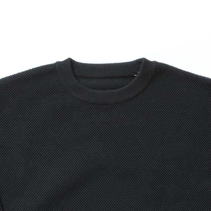 145455646 crepuscule / moss stitch L/S sweat 1903-001 Black 鹿の子編みクルーネック ブラック 02