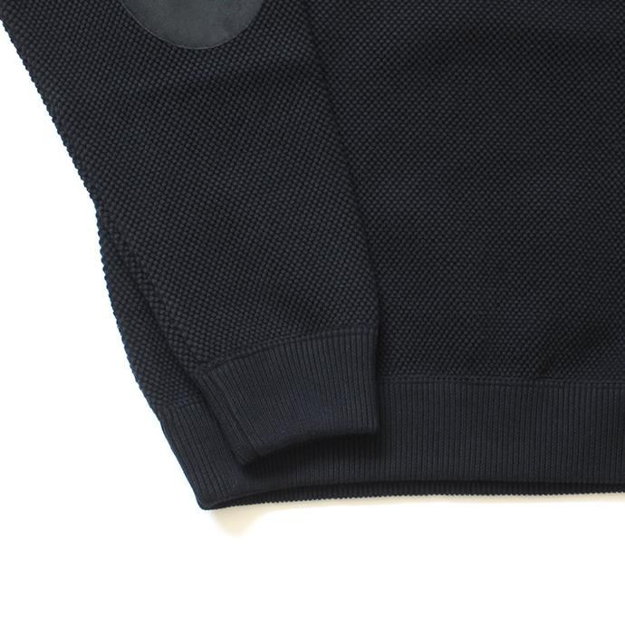 145455646 crepuscule / moss stitch L/S sweat 1903-001 Black 鹿の子編みクルーネック ブラック 02