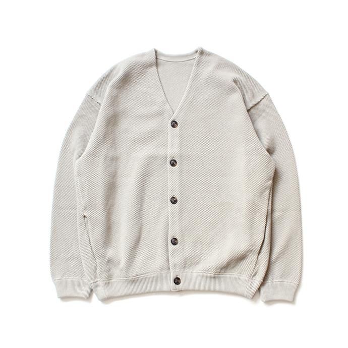 145455826 crepuscule / moss stitch V/N cardigan 1903-002 L.Gray 鹿の子編みカーディガン ライトグレー 02