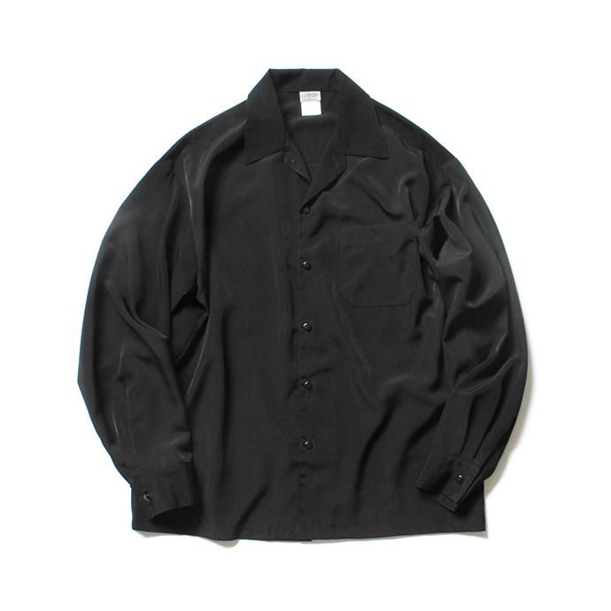146058211 CalTop / 3003 Open Collar L/S Shirts - Black オープンカラー長袖シャツ ブラック 01