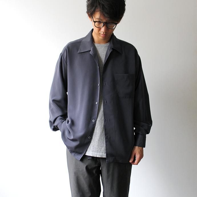 146058211 CalTop / 3003 Open Collar L/S Shirts - Black オープンカラー長袖シャツ ブラック 02