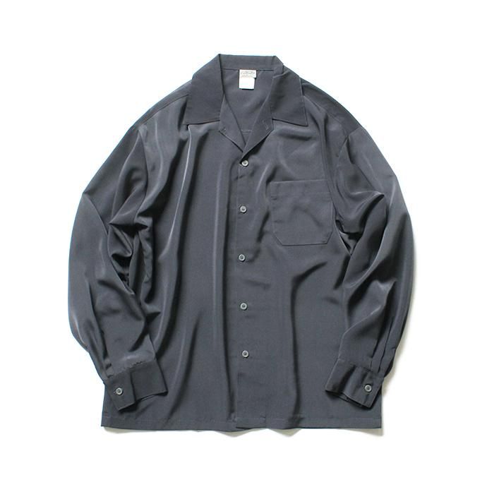 146058304 CalTop / 3003 Open Collar L/S Shirts - Charcoal オープンカラー長袖シャツ チャコール 01