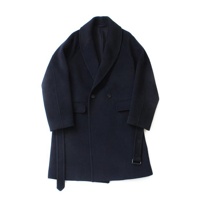 146079122 blurhms / Wool Cashmere Melton Shawl Coat BHS-19AW007 - Navy 02