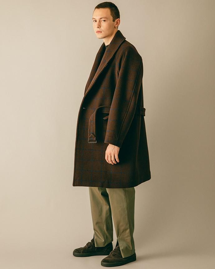 146079122 blurhms / Wool Cashmere Melton Shawl Coat BHS-19AW007 - Navy 02