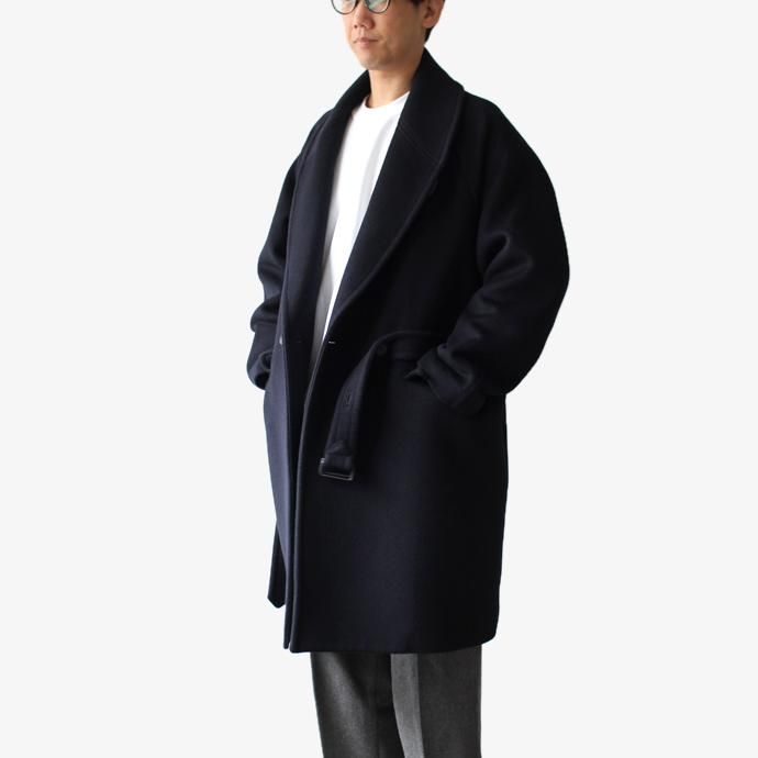 146079122 blurhms / Wool Cashmere Melton Shawl Coat BHS-19AW007 - Navy 02