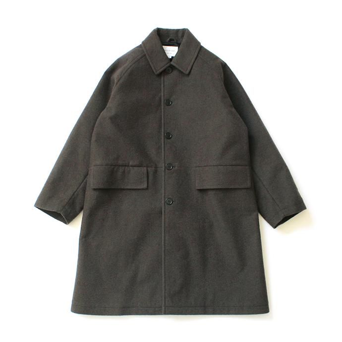 146085086 STILL BY HAND / CO0593 ボンディング素材 ステンカラーコート - Khaki 01