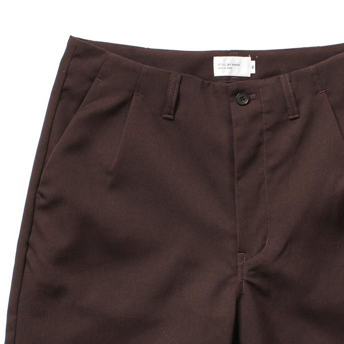 146404392 STILL BY HAND / PT0394 ウールワンタックスラックス - Mahogany 02