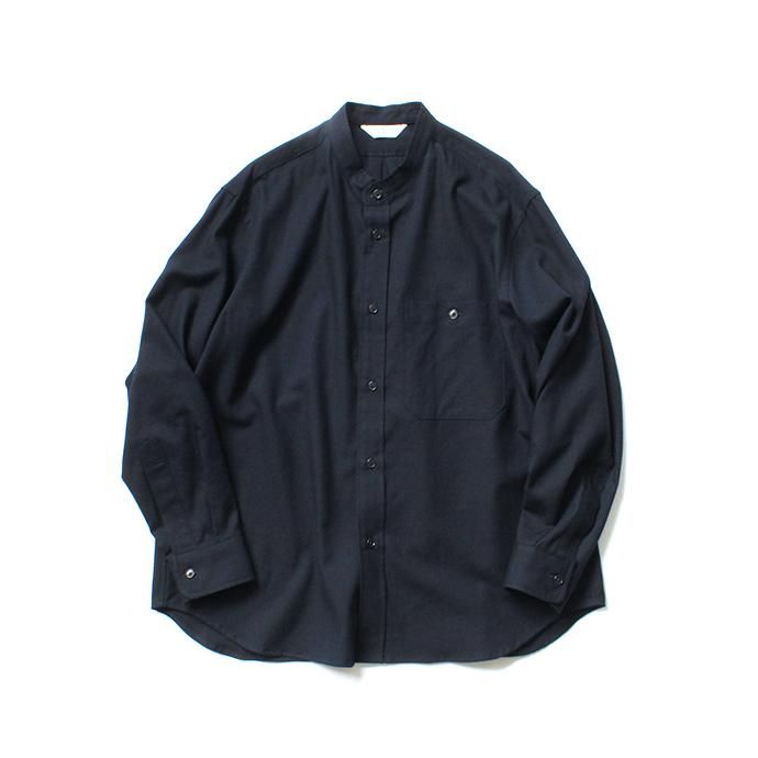 146433761 STILL BY HAND / SH0294 ウール混バンドカラーシャツ - Navy 01