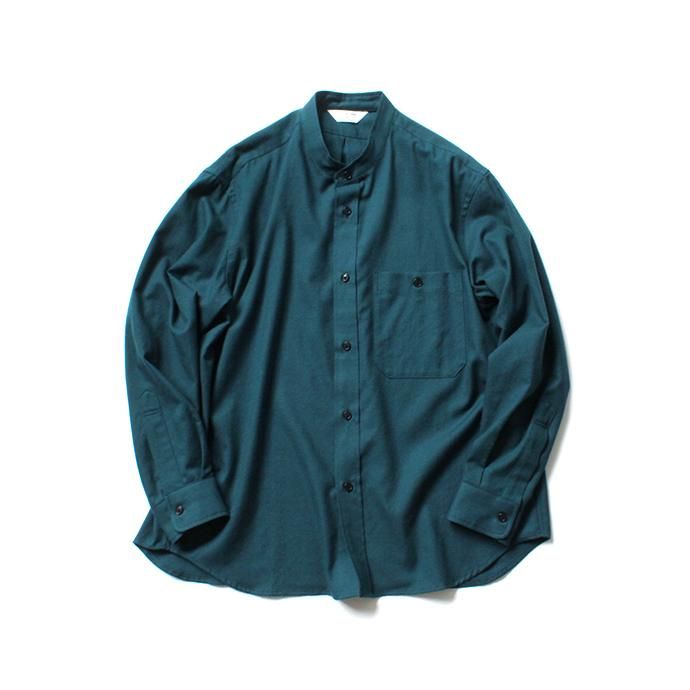 146433968 STILL BY HAND / SH0294 ウール混バンドカラーシャツ - Blue Green 01