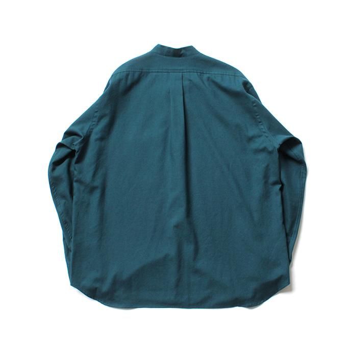 146433968 STILL BY HAND / SH0294 ウール混バンドカラーシャツ - Blue Green 02