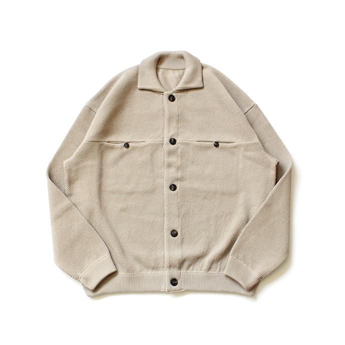 146523620 crepuscule / moss stitch blouson 1903-003 Beige 鹿の子編みニットブルゾン ベージュ 01