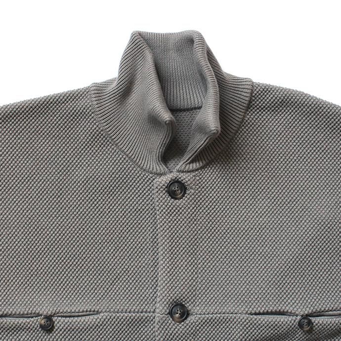 146523827 crepuscule / moss stitch blouson 1903-003 Gray 鹿の子編みニットブルゾン グレー 02