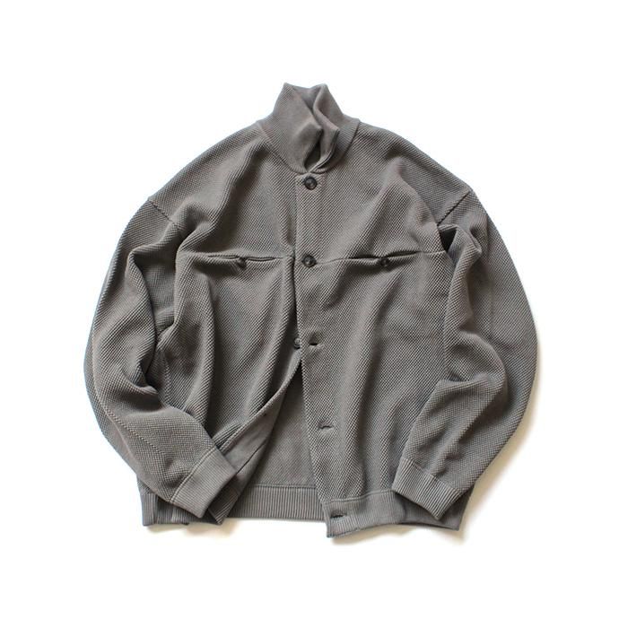 146523827 crepuscule / moss stitch blouson 1903-003 Gray 鹿の子編みニットブルゾン グレー 02