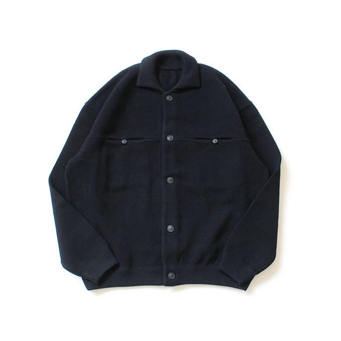 146523868 crepuscule / moss stitch blouson 1903-003 Black 鹿の子編みニットブルゾン ブラック 01