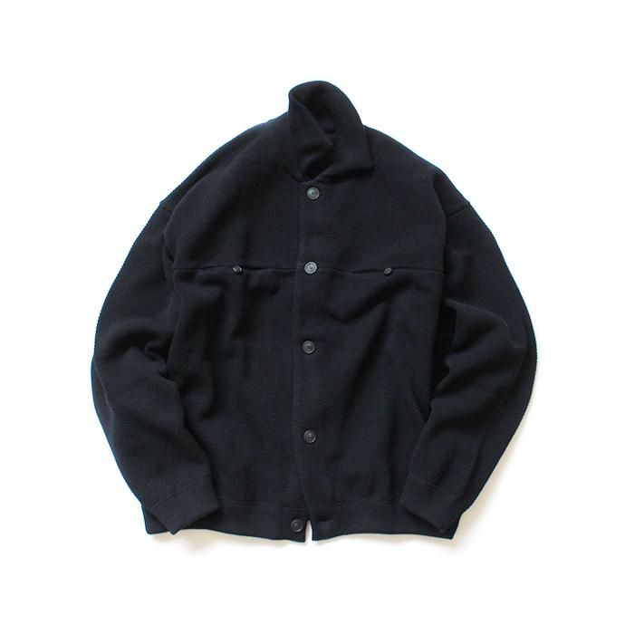 146523868 crepuscule / moss stitch blouson 1903-003 Black 鹿の子編みニットブルゾン ブラック 02