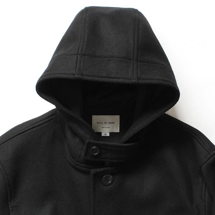 146826214 STILL BY HAND / CO0394 ボンディング素材 フーデッドコート - Black 02