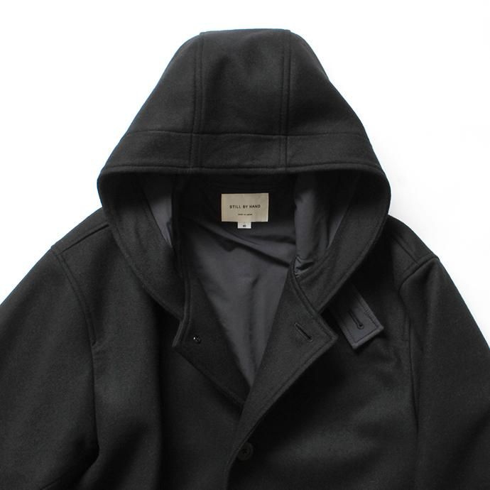 146826214 STILL BY HAND / CO0394 ボンディング素材 フーデッドコート - Black 02