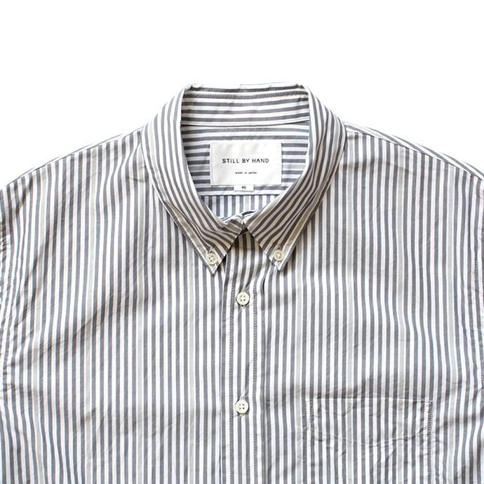 148436229 STILL BY HAND / SH0083 スタンダードBDシャツ - Grey Stripe 02