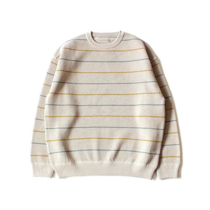 148579318 crepuscule / BD KANOKO P/O 2001-001 Beige ボーダー鹿の子編みプルオーバー ベージュ 01