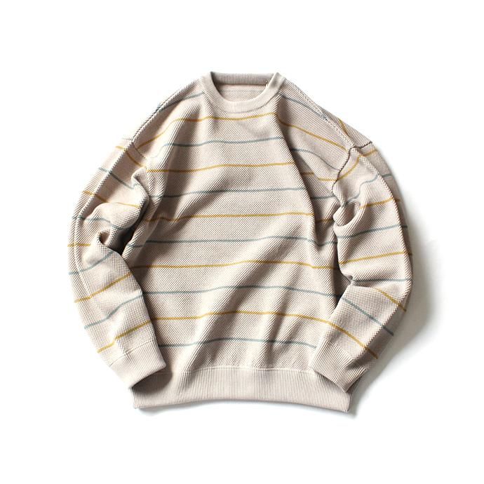 148579318 crepuscule / BD KANOKO P/O 2001-001 Beige ボーダー鹿の子編みプルオーバー ベージュ 02