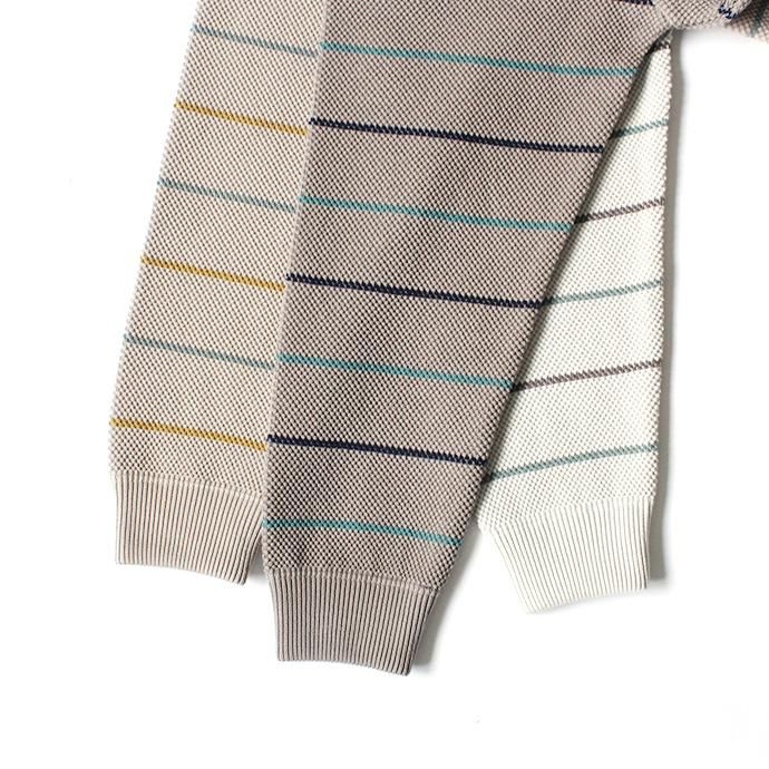 148579318 crepuscule / BD KANOKO P/O 2001-001 Beige ボーダー鹿の子編みプルオーバー ベージュ 02