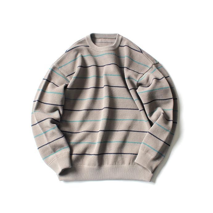 148579325 crepuscule / BD KANOKO P/O 2001-001 Gray ボーダー鹿の子編みプルオーバー グレー 02